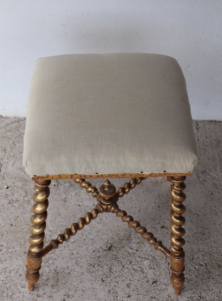 Napoleon III Stool In Golden Wood-photo-4