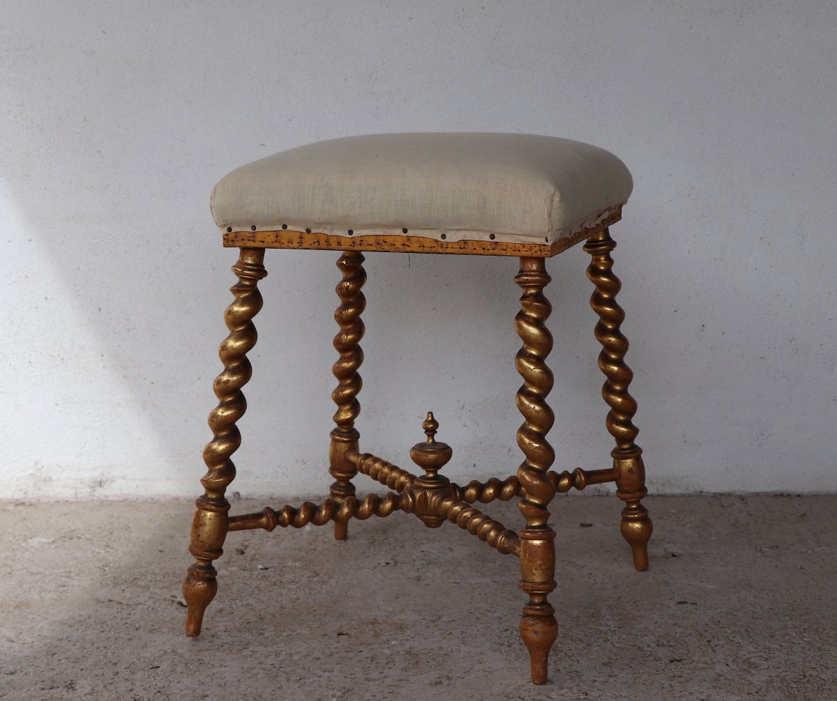 Napoleon III Stool In Golden Wood