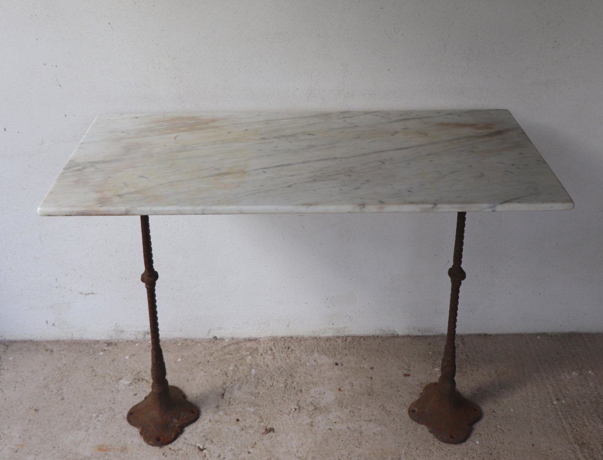 Old Guinguette Table In Marble And Cast Iron XIX-photo-2
