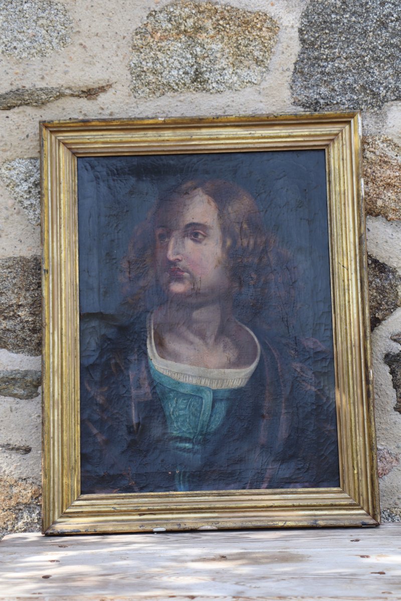 Oil On Canvas Christophe Colomb Xviii Portrait