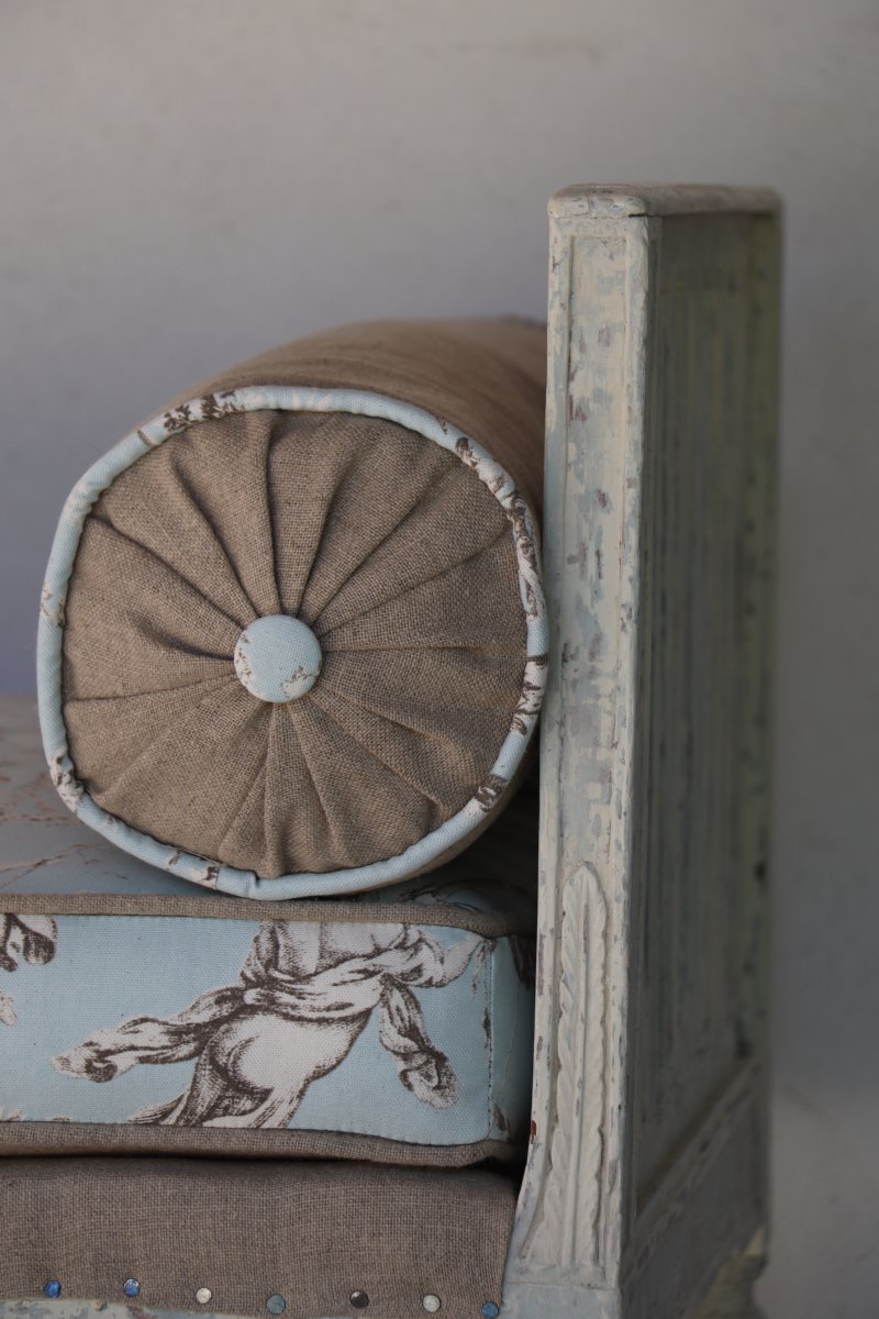 Rest Bed Louis XVI, XVIII Reupholstered-photo-2