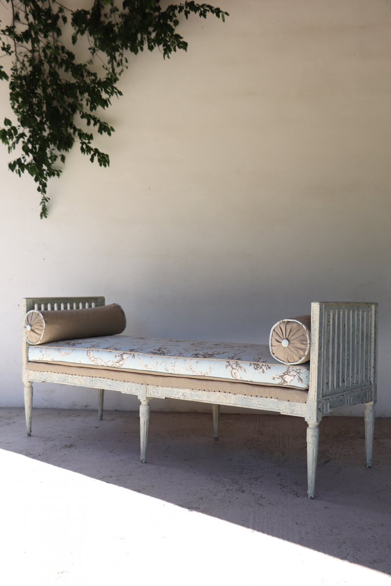 Rest Bed Louis XVI, XVIII Reupholstered-photo-3