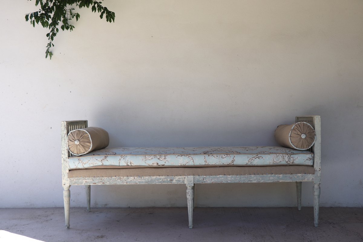 Rest Bed Louis XVI, XVIII Reupholstered-photo-4