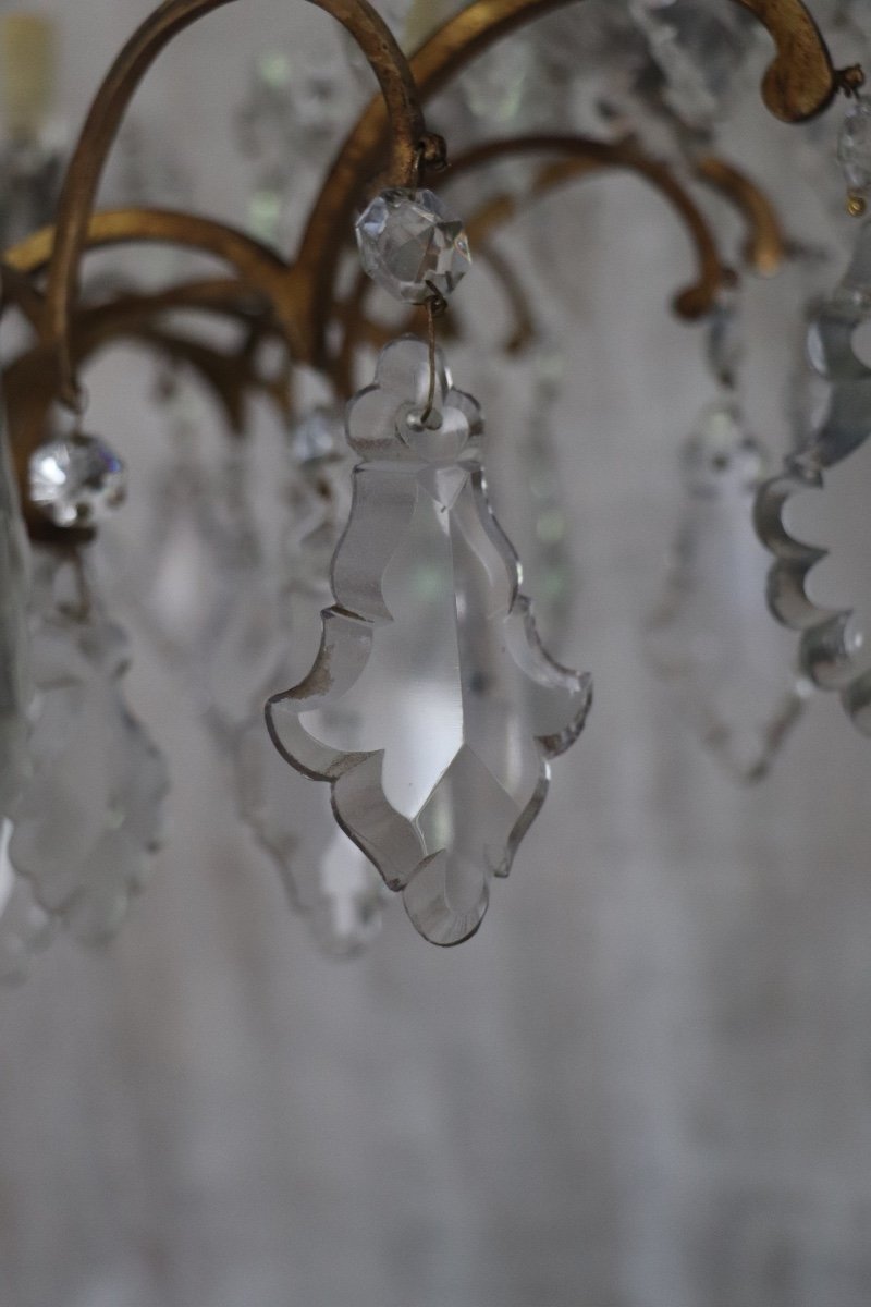 Grand Lustre En Bronze Et Pampilles XIX&egrave;me-photo-8