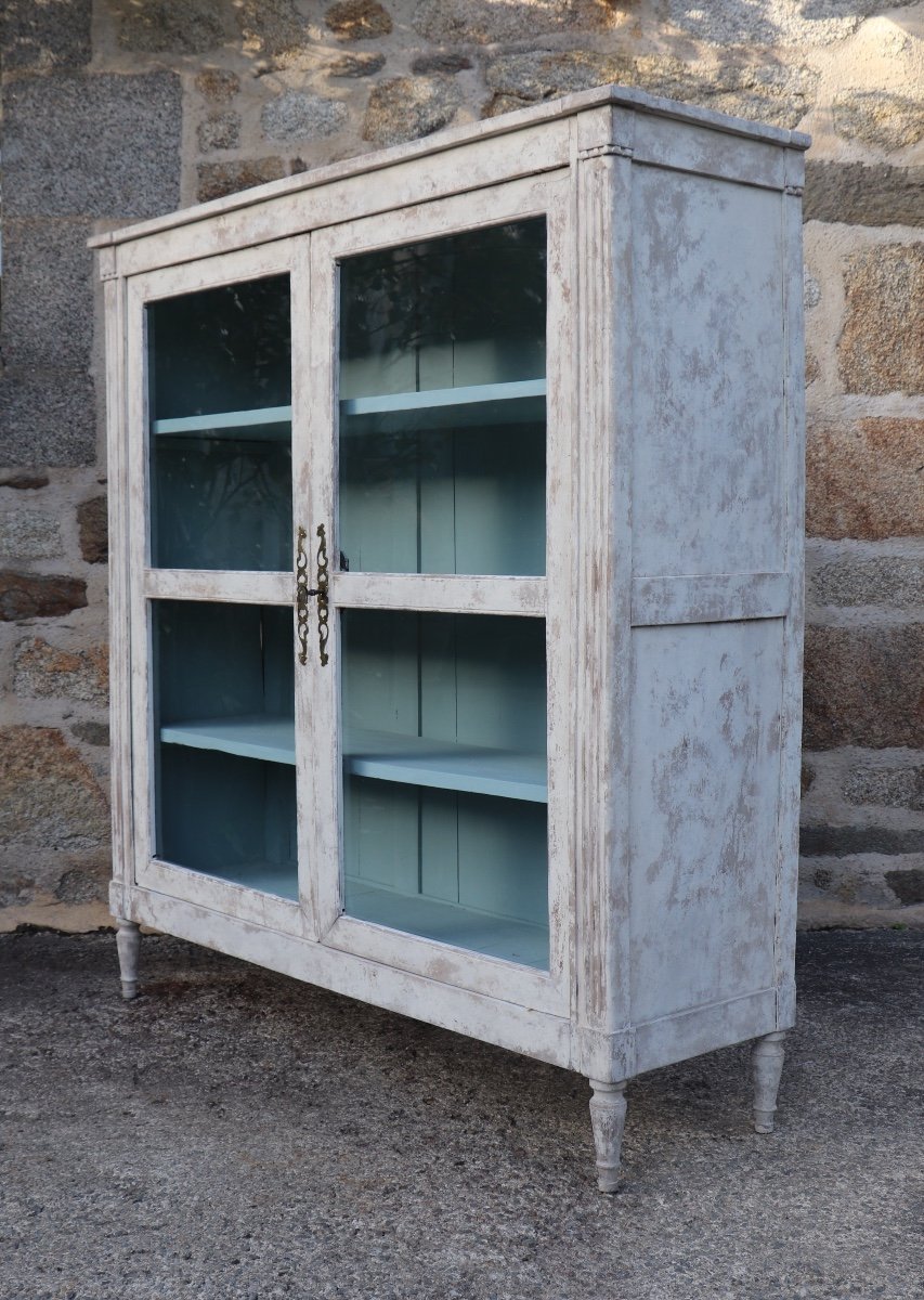 Biblioth&egrave;que Vitrine Style Louis XVI, Bois Peint -photo-4