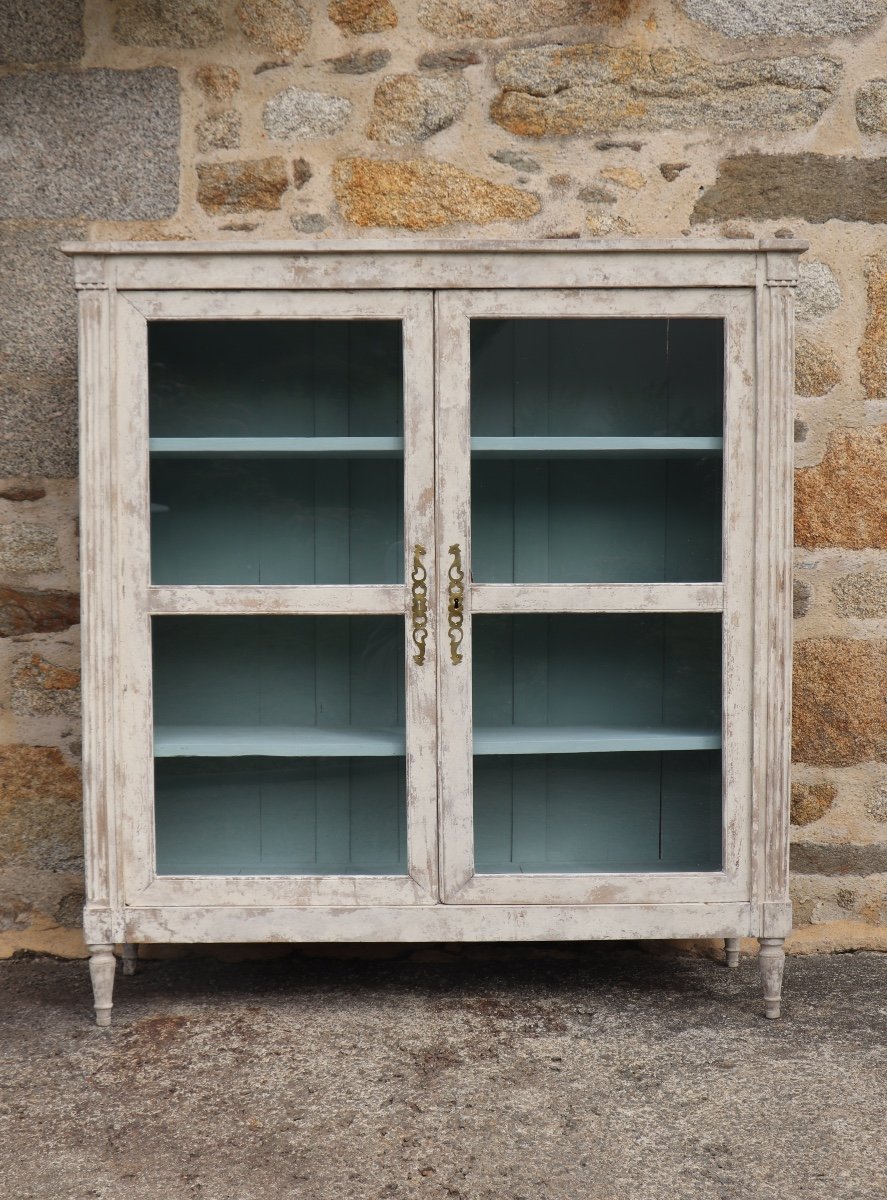 Biblioth&egrave;que Vitrine Style Louis XVI, Bois Peint 