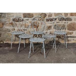 Series Of 6 Wrought Iron Garden Chairs