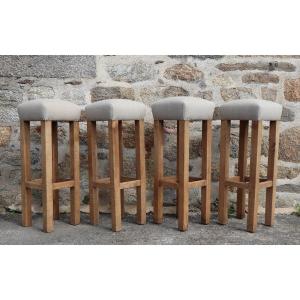 Series Of 4 Stools Design XX French Brutalist