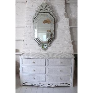 Rattan And Wicker Chest Of Drawers, 20th Century