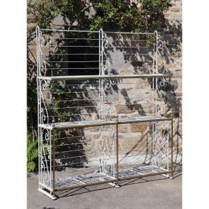 Large Baker's Shelf, 1950, Brass Wrought Iron