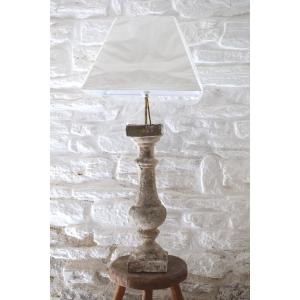 Lampe balustre sur pied pierre – XXe siècle