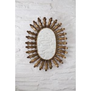 Oval Sun Mirror, Spanish Design, 20th Century