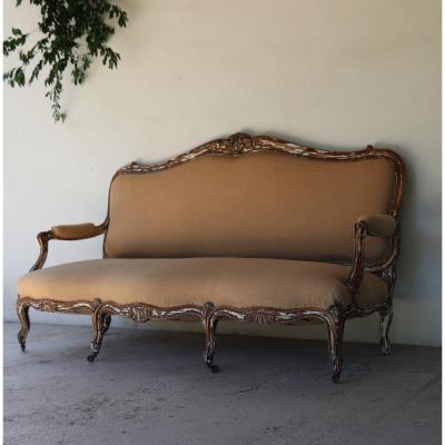 Louis XV Style Sofa In Golden Wood