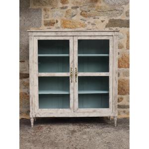 Louis XVI Style Showcase Bookcase, Painted Wood