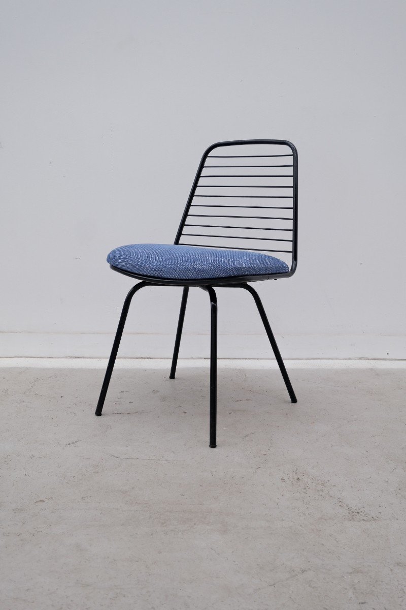 Jean-louis Bonnant Chair In Metal And Fabric, 1950  -photo-2