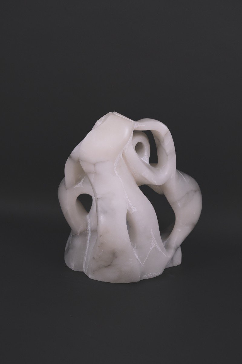 Alabaster Sculpture “labyrinth III” By Hugo Verheyen, 1980-photo-3