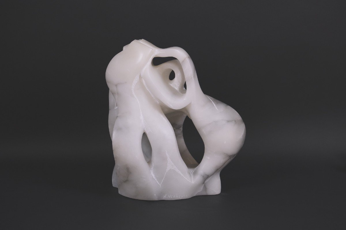 Alabaster Sculpture “labyrinth III” By Hugo Verheyen, 1980-photo-4