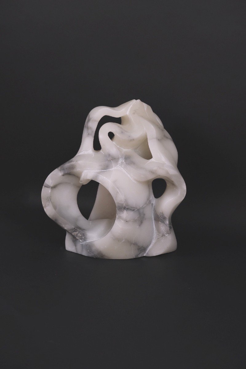 Alabaster Sculpture “labyrinth III” By Hugo Verheyen, 1980