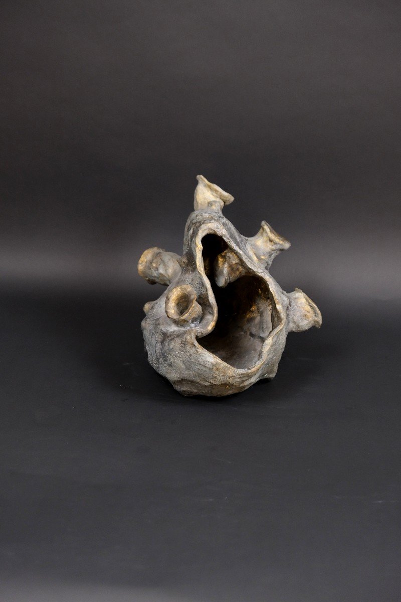 Patinated Terracotta Bronze Sculpture “hunger” By Hugo Verheyen, 1970  -photo-2