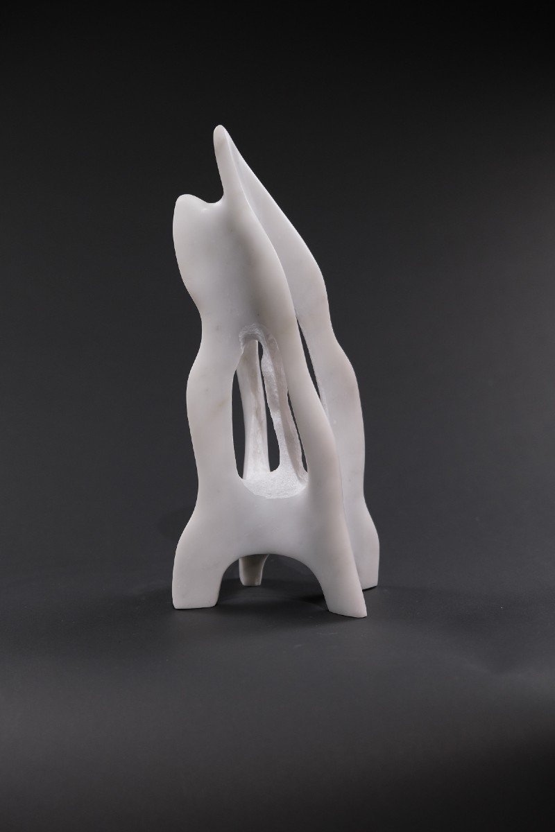 Sculpture En Marbre « Labyrinthe » De Hugo Verheyen Sculpteur Belge (1935-2020), 1970-photo-1