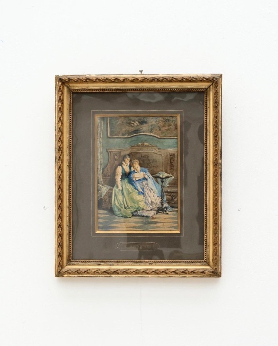 Watercolor By Roberto Roberti, Italy 1882  