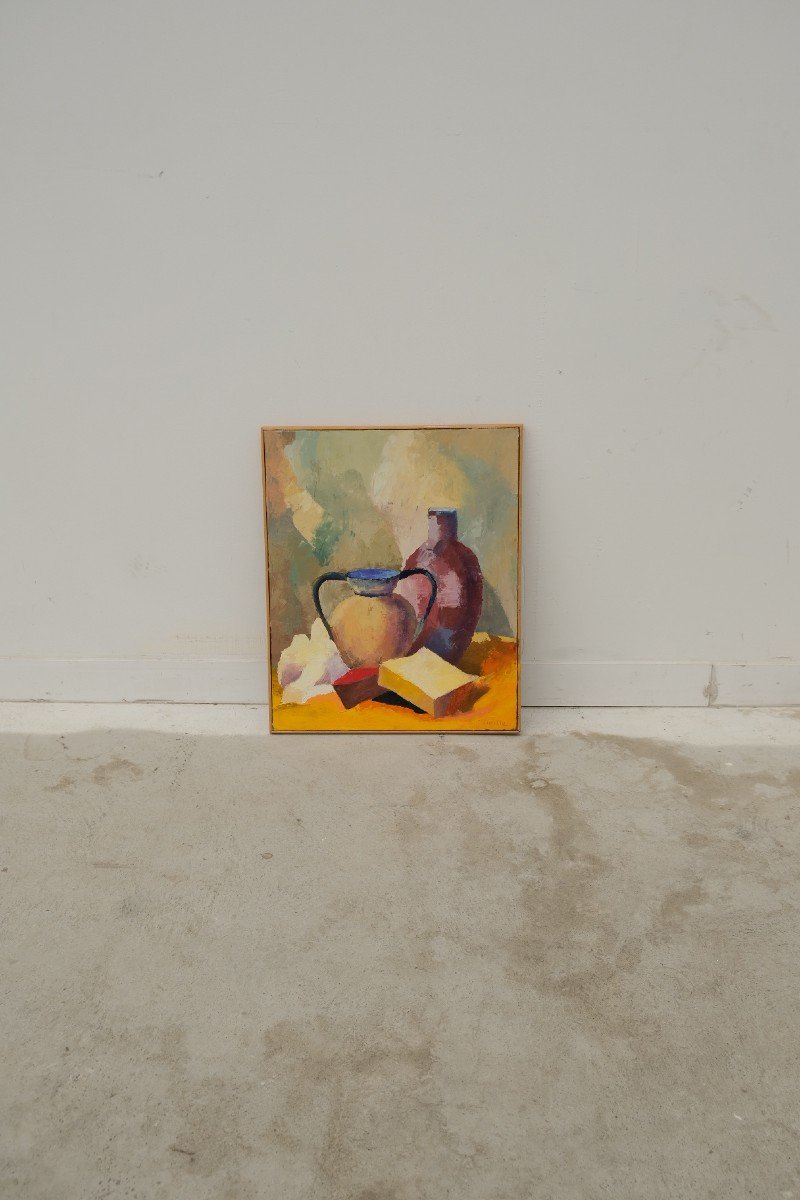 Painting On Canvas By Roger Vieille 1982  -photo-4