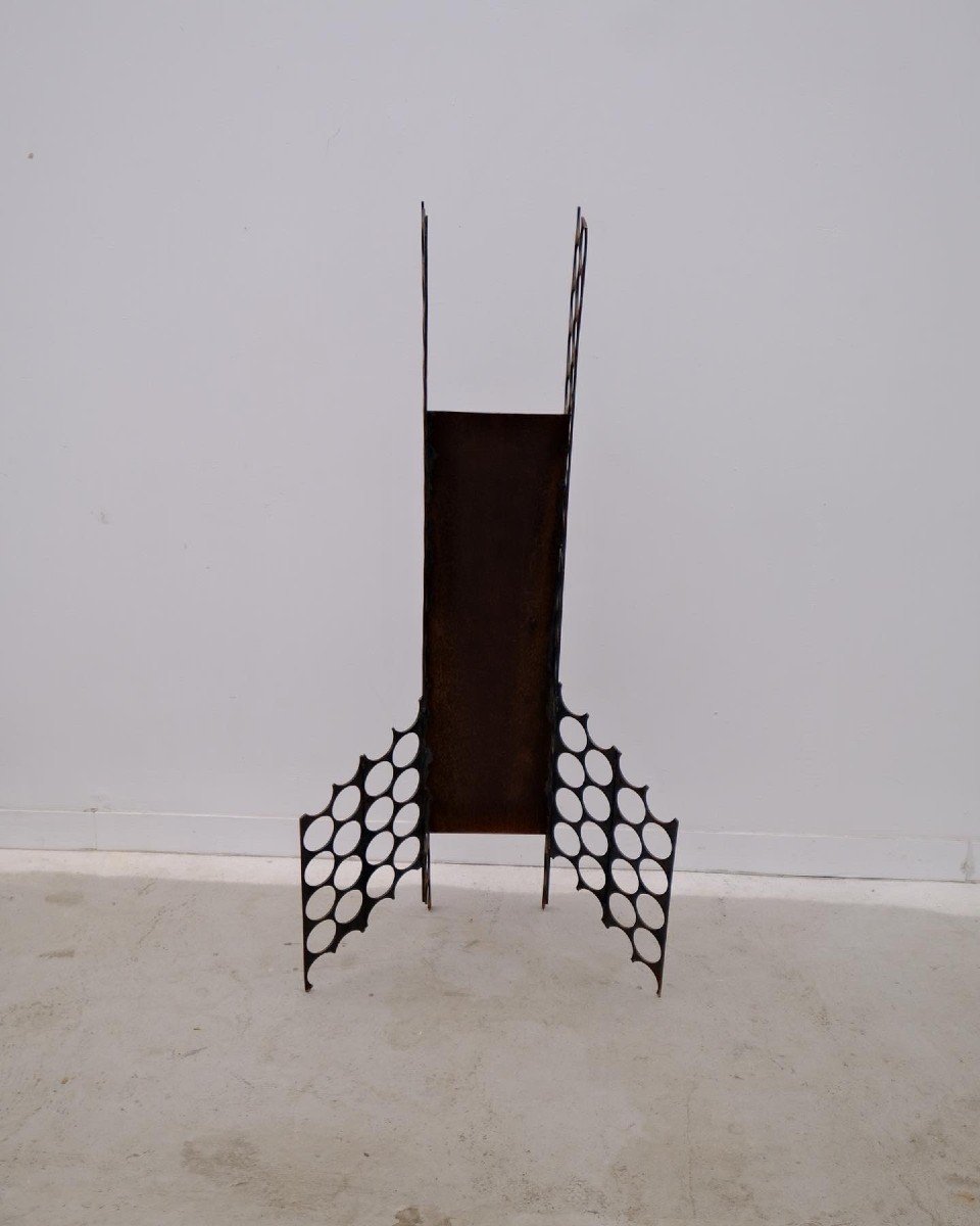 Sculpture Brutaliste En Acier Rouillé  -photo-2