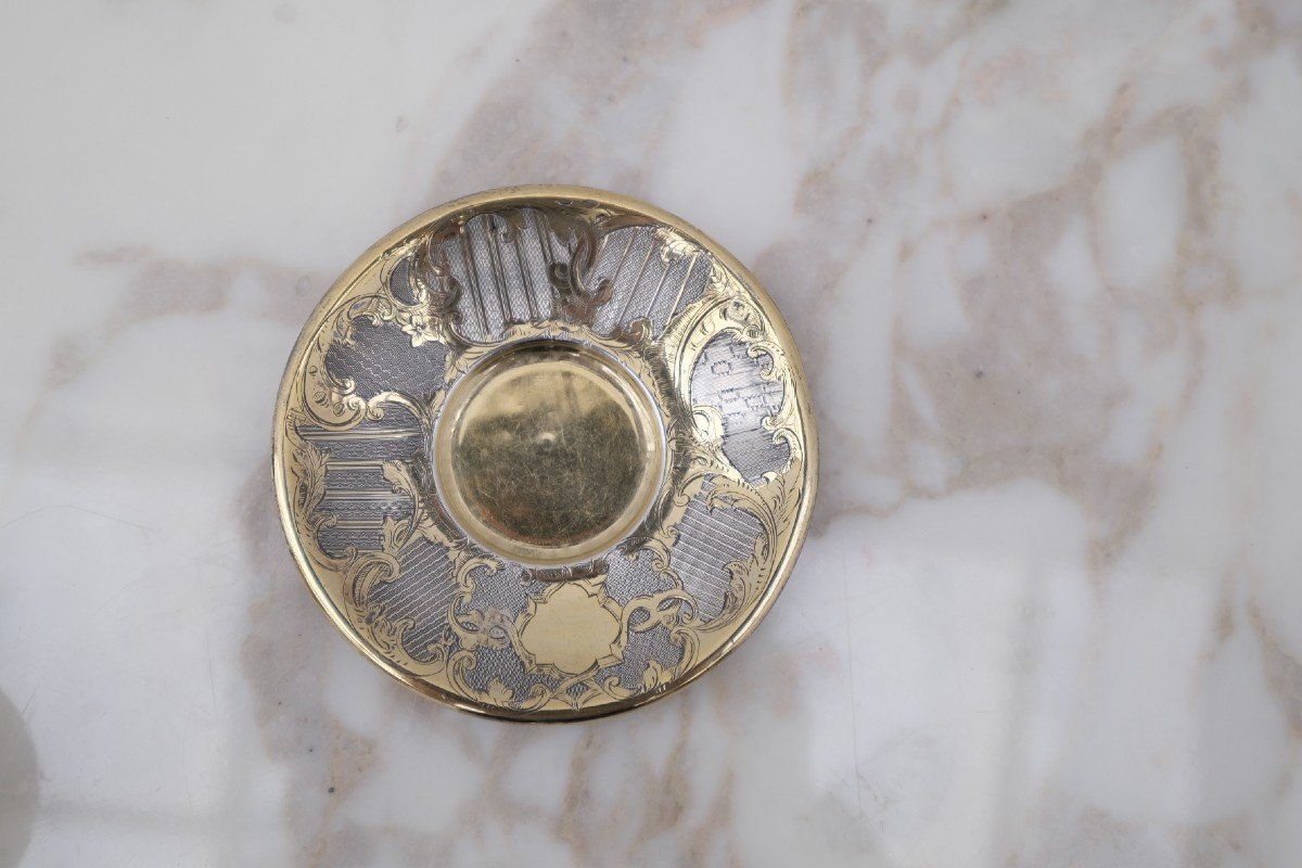 Tasse à Café Guilloché Et Gravé En Argent Massif, époque Louis Philippe -photo-5