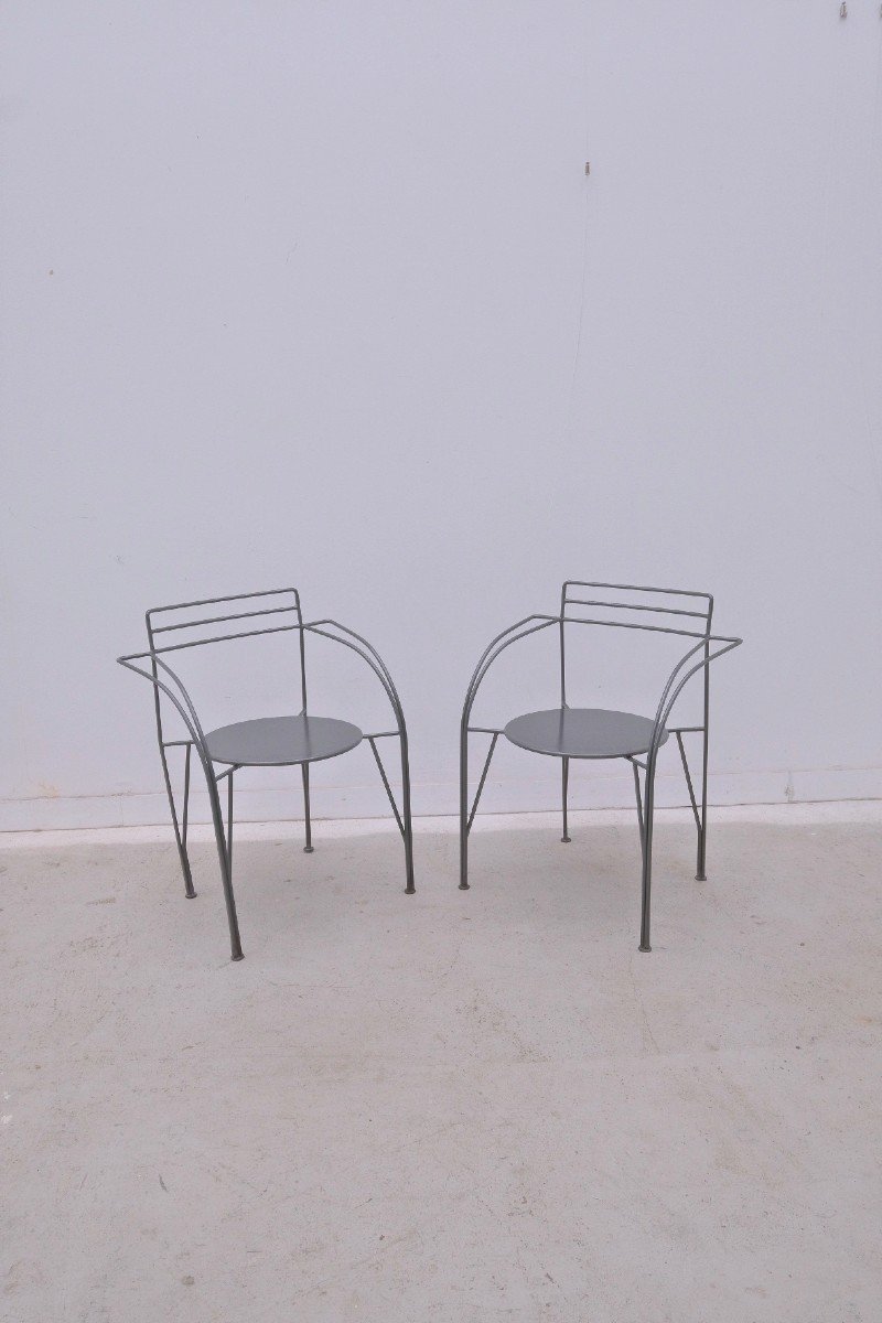 "silver Moon" Chair By Pascal Mourgue For Fermob In Metal, France 1980  -photo-6