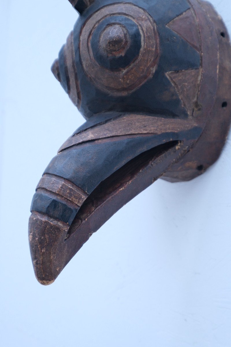 Decorative African Mask "gourounsi" From Burkina Faso In Wood, 20th Century-photo-4