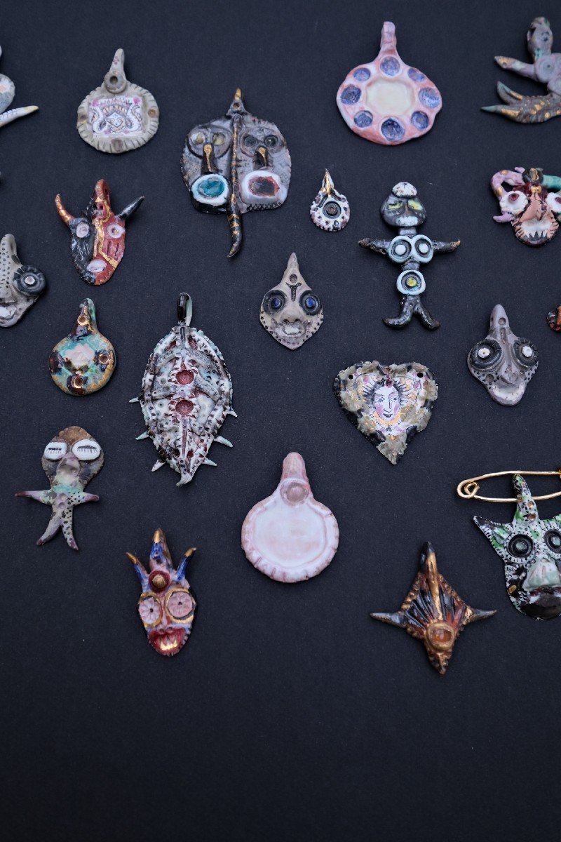 32 Ceramic Jewels Signed Ce, 1960  -photo-3