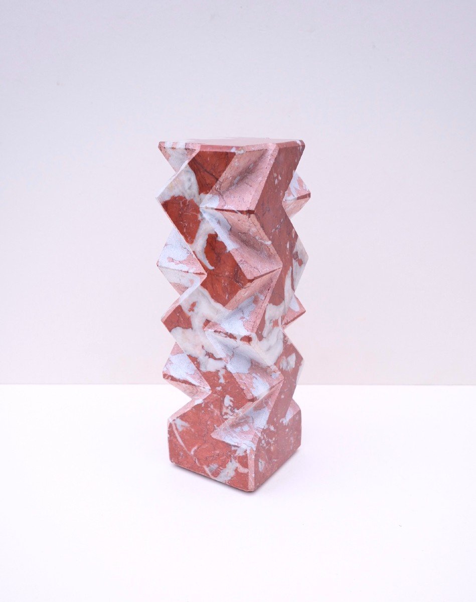 Signed Modernist Pink Marble Sculpture   