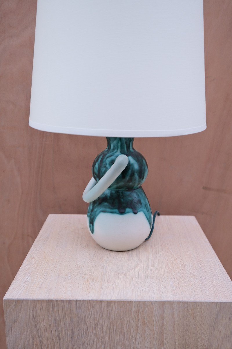 Enameled Ceramic Lamp, France 1950  -photo-2