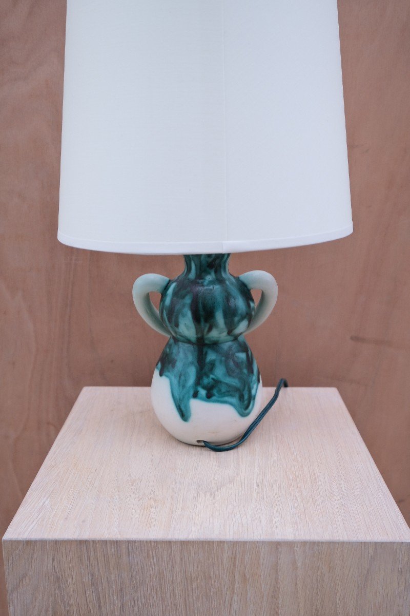 Enameled Ceramic Lamp, France 1950  -photo-3