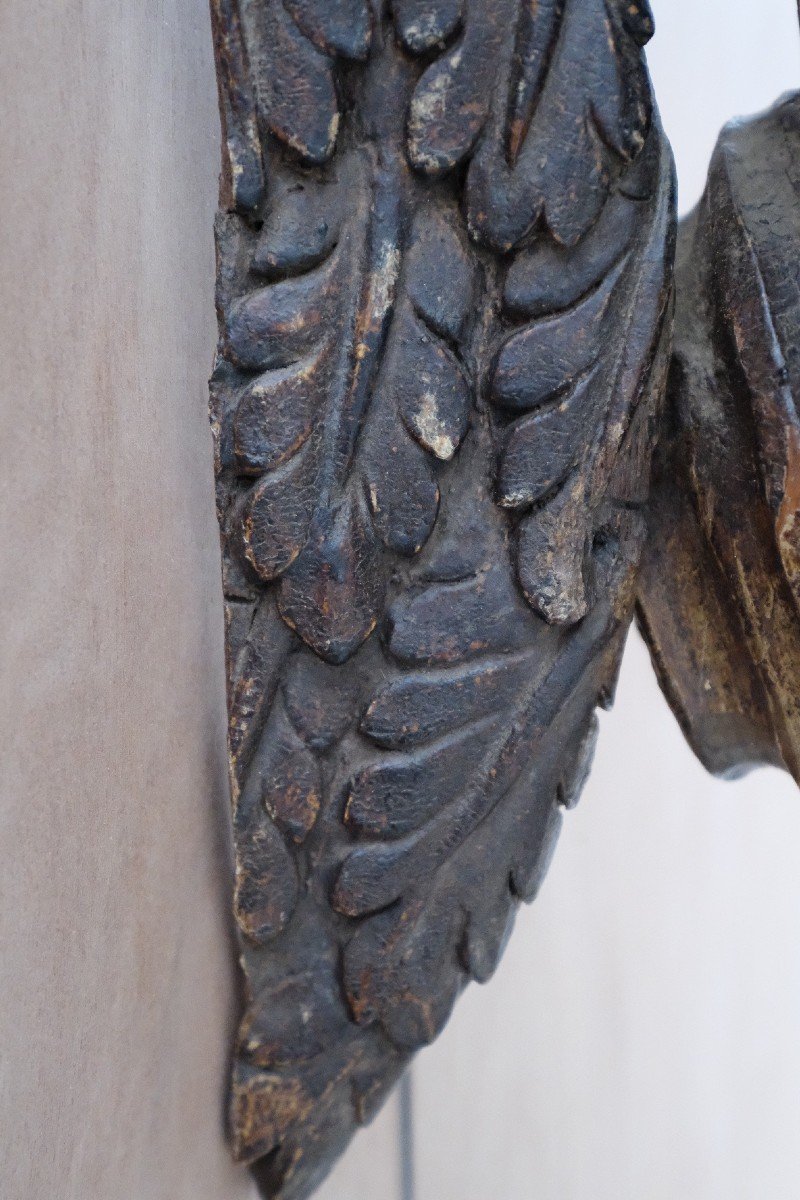 Sculpture Of A Religious Angel In Carved Wood And Polychromy, Late 18th Century  -photo-2