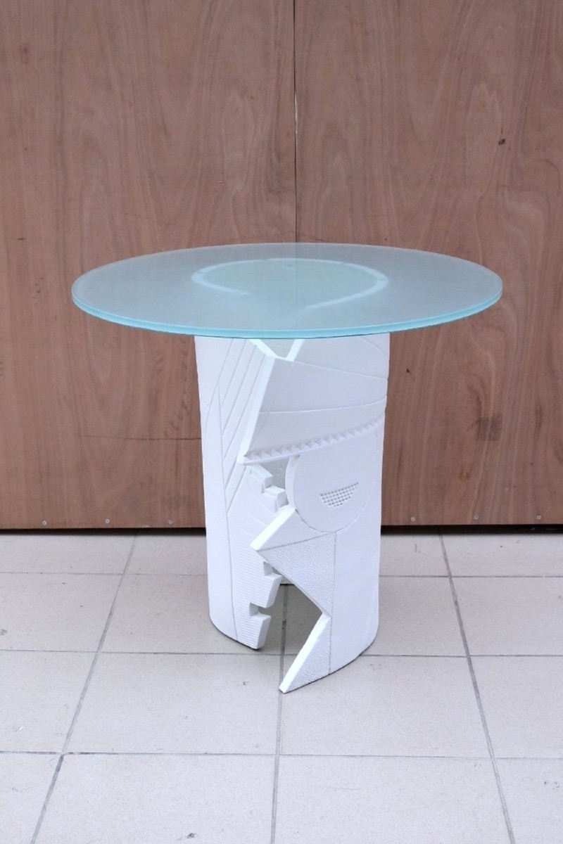 Eglantine Moreau Ceramic And Glass Side Table, France 1980   