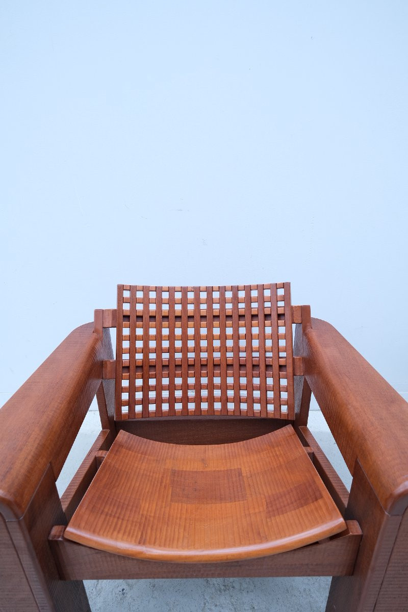 Pair Of Solid Lebanese Cedar Armchairs, 1990  -photo-4