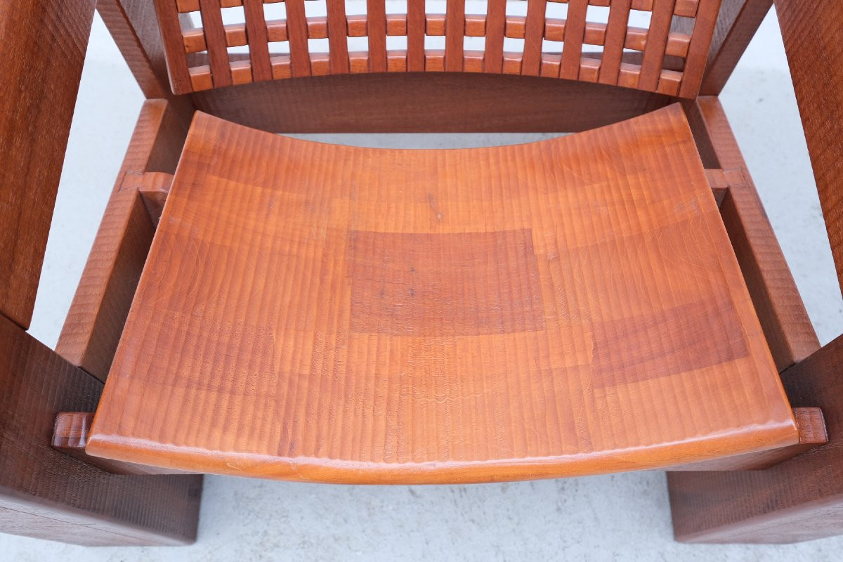 Pair Of Solid Lebanese Cedar Armchairs, 1990  -photo-1