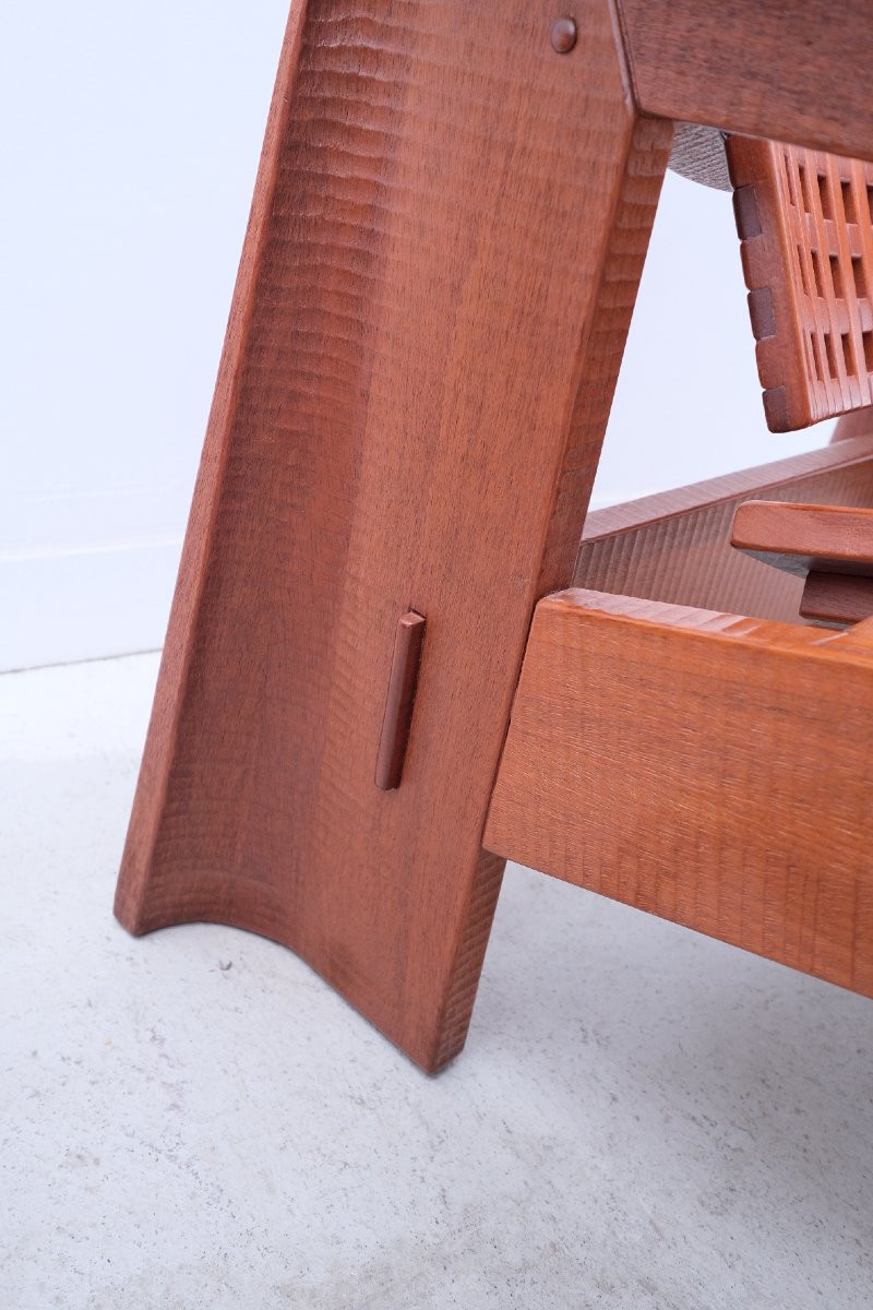 Pair Of Solid Lebanese Cedar Armchairs, 1990  -photo-3