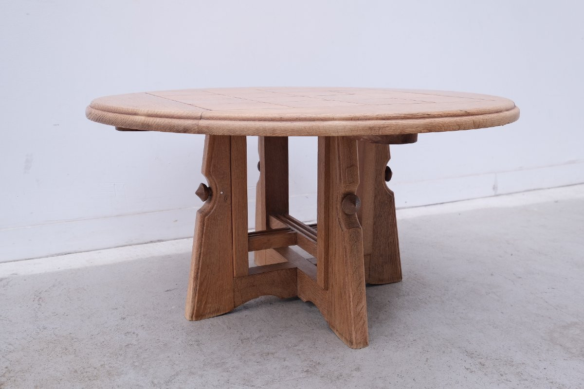 Table Réglable De Guillerme & Chambron En Chêne Massif, France 1950 -photo-4