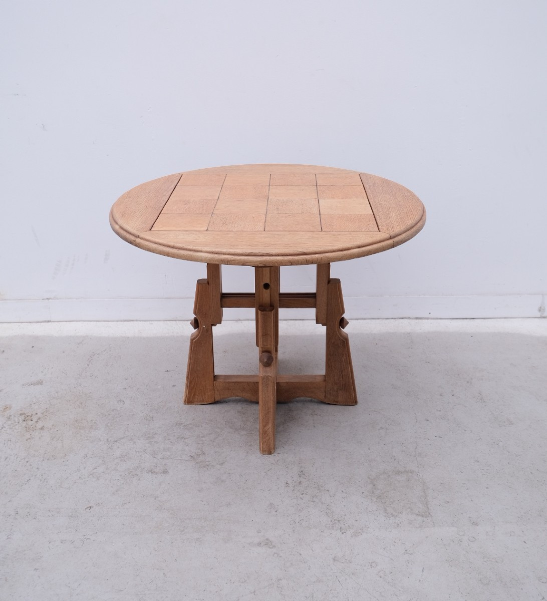 Table Réglable De Guillerme & Chambron En Chêne Massif, France 1950 