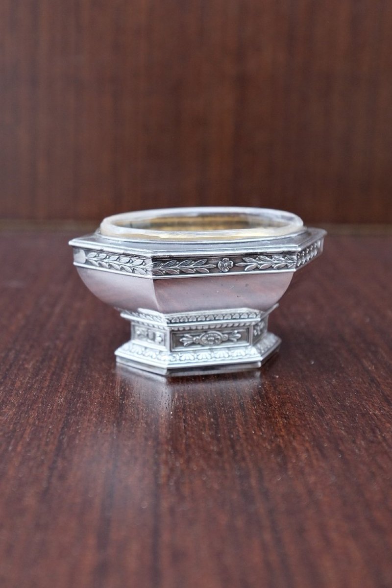 Salière & Poivrière 19 ème En Argent Massif, Vermeil Et Verre, Napoleon III  -photo-2