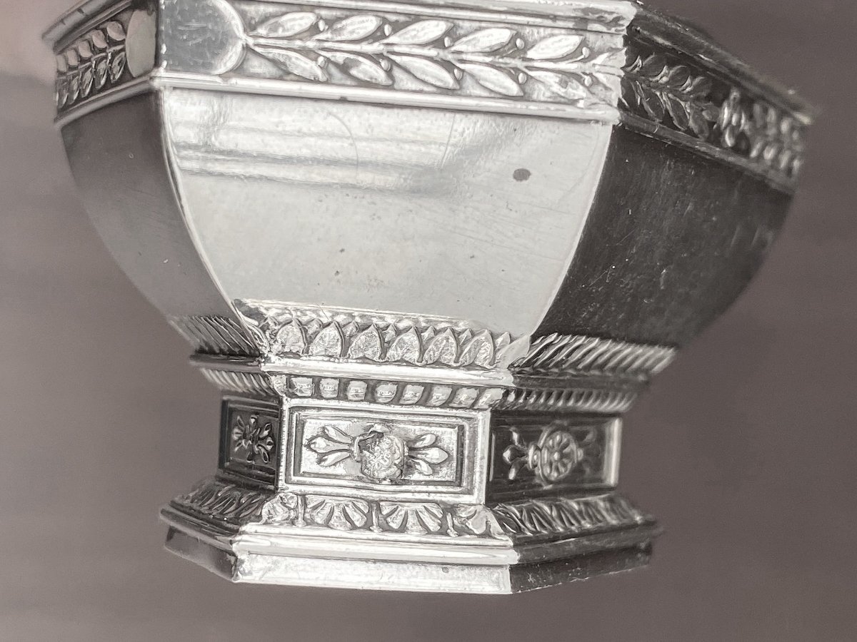 Salière & Poivrière 19 ème En Argent Massif, Vermeil Et Verre, Napoleon III  -photo-3