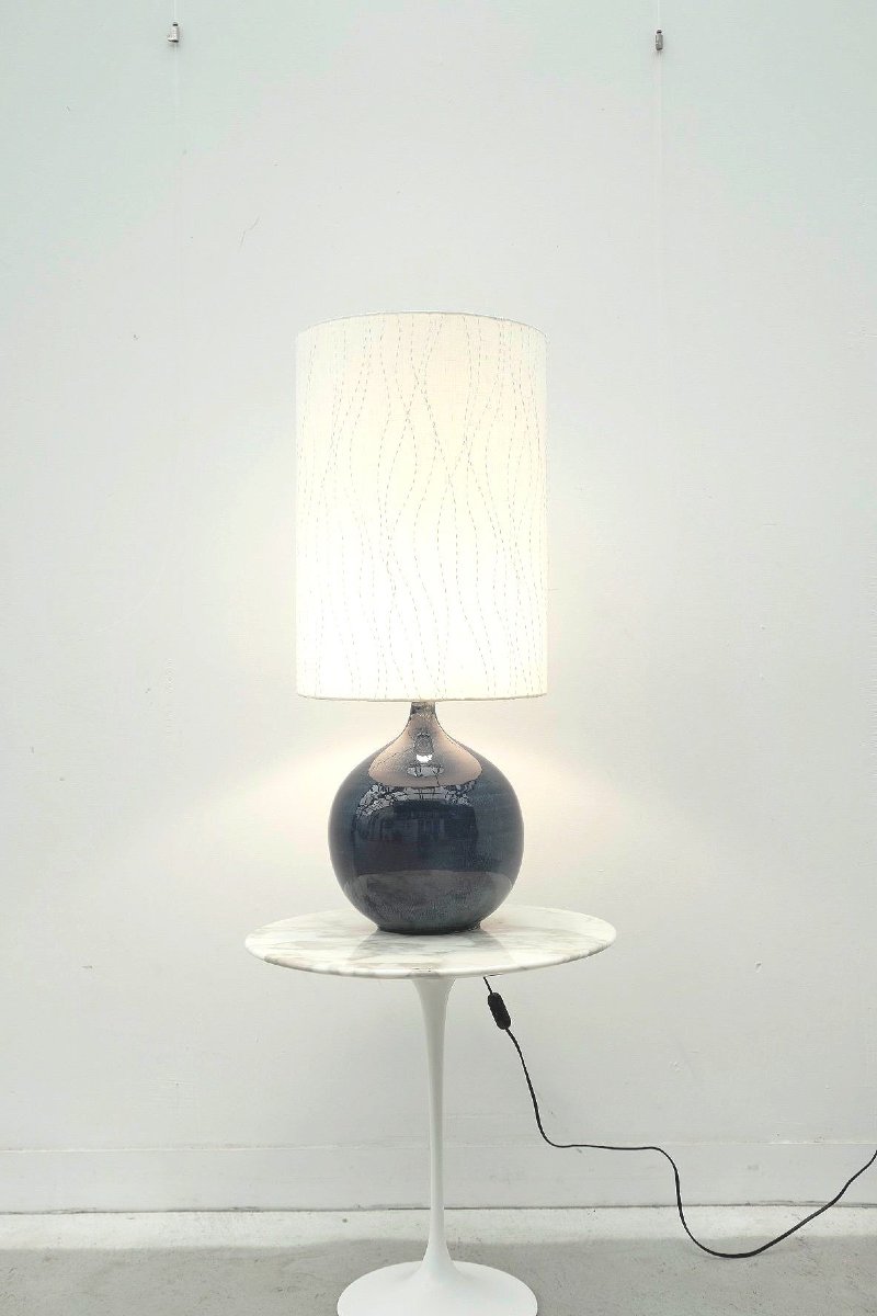 Lampe à Poser En Céramique Et Abat Jour En Tissu, 1960  -photo-4