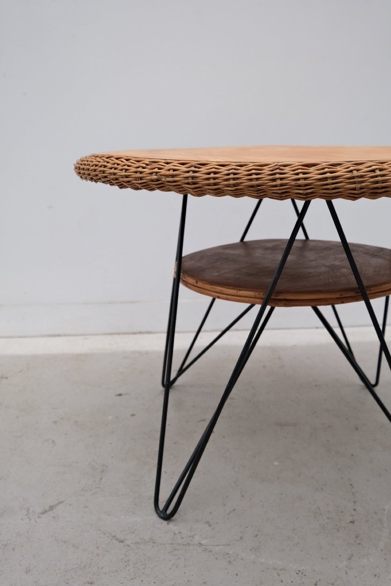 Table Basse En Rotin Et Métal, France 1950  -photo-4