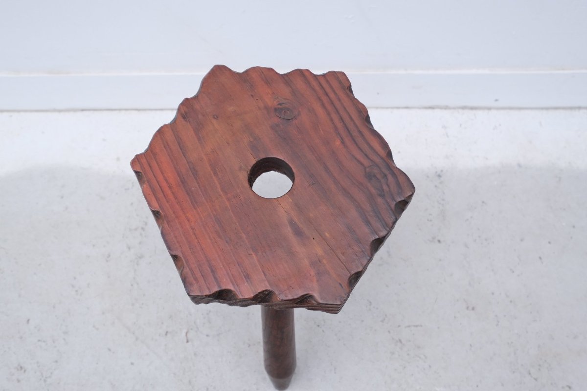 Tabouret Moderniste En Pin Massif, Espagne 1970  -photo-2