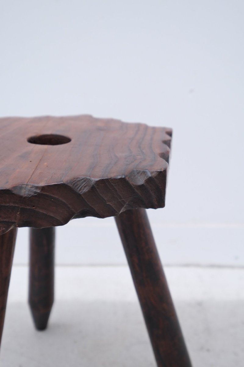 Tabouret Moderniste En Pin Massif, Espagne 1970  -photo-3