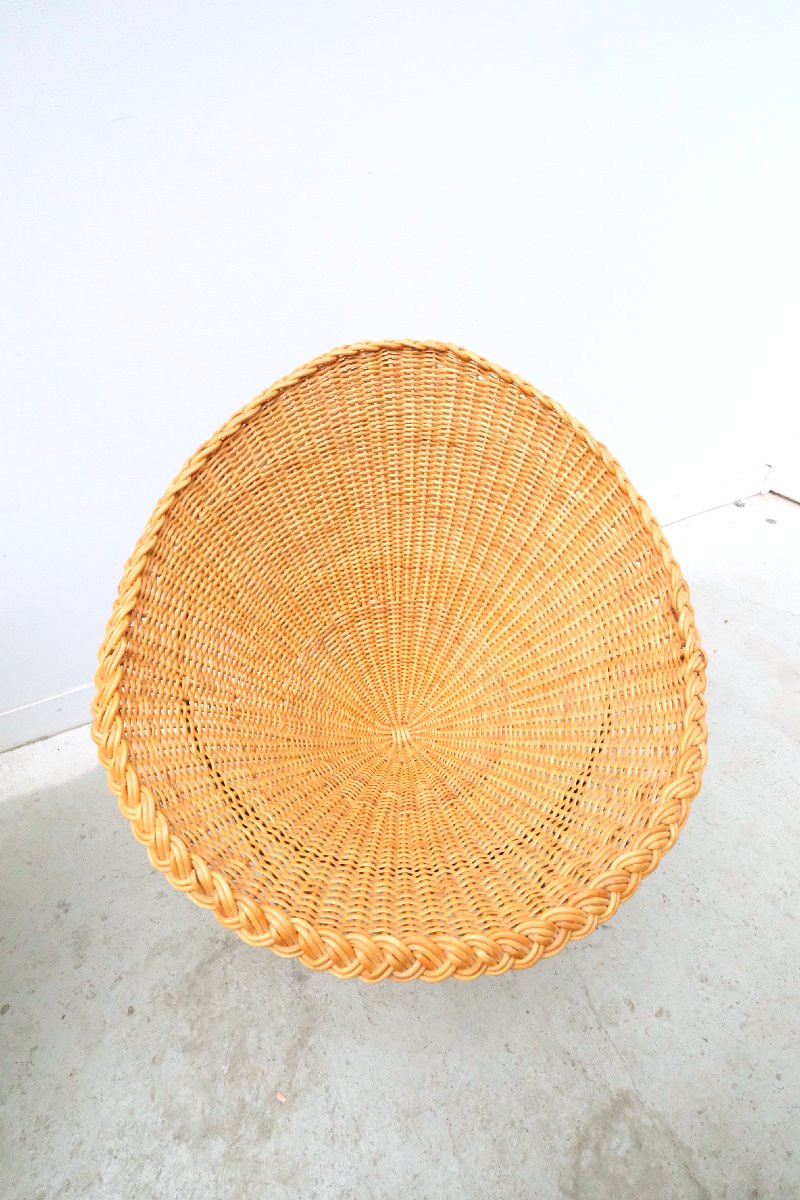 Set Of 4 Rattan And Metal Armchairs, France 1950  -photo-2