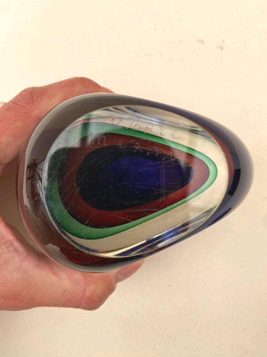 Flacon de OBALL MURANO en verre soufflé, Italie 1990  -photo-5