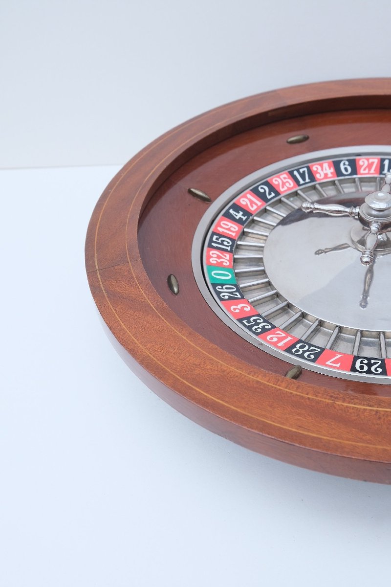 Roulette de casino de J.A JOST PARIS en bois et métal, France 1950  -photo-2